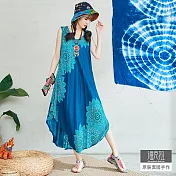 【潘克拉】印花垂墜嫘縈背心裙 TM1050 FREE淺藍