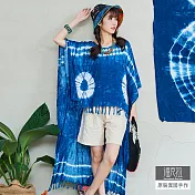 【潘克拉】藍染前短後長罩衫上衣 TM1002 FREE藍色