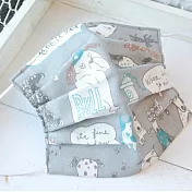 TEMARIYA 日本製可水洗手作立體口罩9x16.5(手繪狗狗)灰