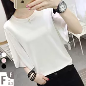 【MsMore】小香風浪漫沁涼冰絲浪漫雪紡水袖針織短袖上衣#104686F白