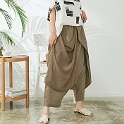 【慢。生活】設計師網紗綁帶造型寬口褲 68229　FREE卡其