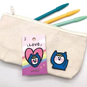 JzFun 可愛小藍/刺繡裝飾貼兩入組Ａ粉紅色