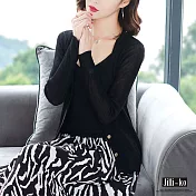 【Jilli~ko】薄款冰絲針織開衫 J6983　FREE黑色