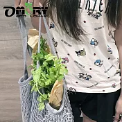 【OMORY】 大容量內裡設計編織網袋 63*35CM-灰色