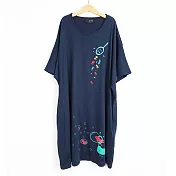 ：Urb.【撈金魚】二側拼接口袋洋裝款FREE深藍