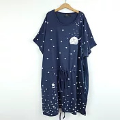 ：Urb.【雪花狗冰】前抽繩口袋洋裝FREE深藍