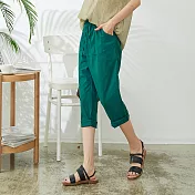 【慢。生活】繫帶直筒寬管蘿蔔褲 860　FREE深綠