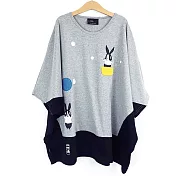 ：Urb.【泡泡兔】寬袖五分袖上衣FREE灰+黑