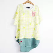 ：Urb.【西瓜汁】拼接上衣FREE米白+綠