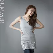 【2F韓衣】韓風下擺亮片長版背心-F灰