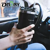 【OMORY】304不鏽鋼探索吸管杯890ML(附吸管)-黑色