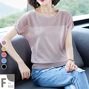 【MsMore】巴黎香頌美人亮鑽金涼爽冰薄針織上衣#104791F藕紫