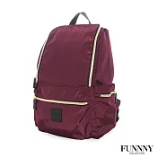 FUNNNY 輕量光澤尼龍大開口後背包 Carlin 酒紅