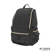 FUNNNY 輕量光澤尼龍大開口後背包 Carlin 黑
