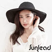 Sunlead 防曬寬緣時尚圓頂遮陽帽/草帽(黑色)