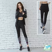 【BODYAIR嚴選】假兩件動能線條九分褲(瑜珈.運動.慢跑)M白紫