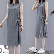 【MsMore】韓國極致彈力顯瘦簡約無袖針織洋裝#104805M灰