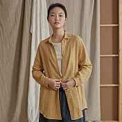 旅途原品亞_安然_原創設計亞麻兩穿基礎襯衫 M/L/XL　M香檳色