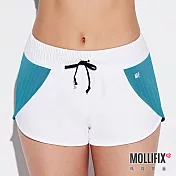 Mollifix瑪莉菲絲 微光拼色極短褲 (白+藍綠)S