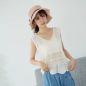 【慢。生活】冰絲鏤空針織背心 811 FREE白色