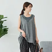 【慢。生活】蕾絲圓領中長款背心 8213 FREE深灰