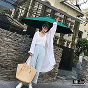 【Jilli~ko】防曬直條長款襯衫外套 J7012　FREE白色