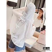 【Jilli~ko】蝴蝶結防曬連帽外套 J7008　FREE白色