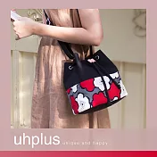 uhplus 簡約輕巧水桶包(花繪/黑紅)