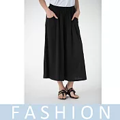 【2F韓衣】鬆緊褲頭休閒口袋寬褲-FREE黑