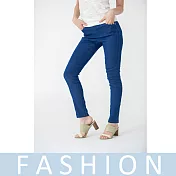 【2F韓衣】素面鬆緊窄管長褲-FREE藍