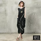 【潘克拉】剪裁設計刷染連身裙 TM1022 FREE黑色