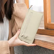 CHENSON讓錢住飯店 超薄牛皮長夾柳茶灰(W00018-G2)