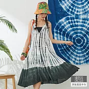 【潘克拉】波紋綁染V領綁肩背心裙 TM1063 FREE黑色