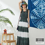 【潘克拉】綁染縮腰綁肩背心長裙 TM1064 FREE黑色