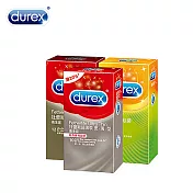【Durex 杜蕾斯】螺紋裝保險套12入+超薄裝更薄型10入+超薄裝12入