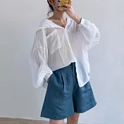 【那木】舒棉寬鬆連帽防晒空調外套上衣(2色)    FREE白色