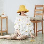 【慢。生活】波點抓皺寬袖上衣 21089 FREE黃色