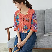 【慢。生活】百花共和國棉料寬上衣 M/L M橘色