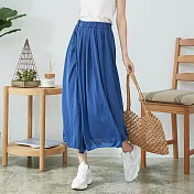 【慢。生活】純色休閒長裙 M/L/XL M藍色