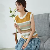 【慢。生活】色條冰絲針織背心 812 FREE杏色