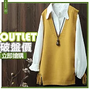 adora Ｖ領馬甲短款針織背心M黃色