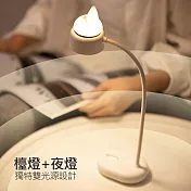 貓咪檯燈+小夜燈 雙光源 三段調光 (USB充電)珊瑚粉