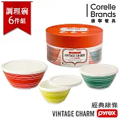 【美國康寧 Pyrex】百麗 Vintage多功能調理碗6件禮盒組(經典線條)