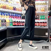 【Jilli~ko】高腰鬆緊寬版休閒褲 J7056 FREE黑色