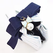 【PinkyPinky Boutique】氣質條紋蝴蝶結 抓夾 (深藍色)