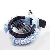 【PinkyPinky Boutique】氣質珍珠緞帶馬尾夾 抓夾(水藍)