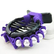 【PinkyPinky Boutique】氣質珍珠緞帶馬尾夾 抓夾(紫色)