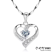 【Sayaka紗彌佳】999純銀茱麗葉心形微鑲鑽項鍊 -白金色