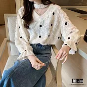 【Jilli~ko】波點毛鬚流蘇上衣 J7072 FREE白色