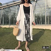 【Jilli~ko】長款防曬雪紡開衫 J7063 FREE白色